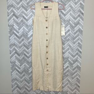 Vintage NWT 80s/90s linen blend button front dress